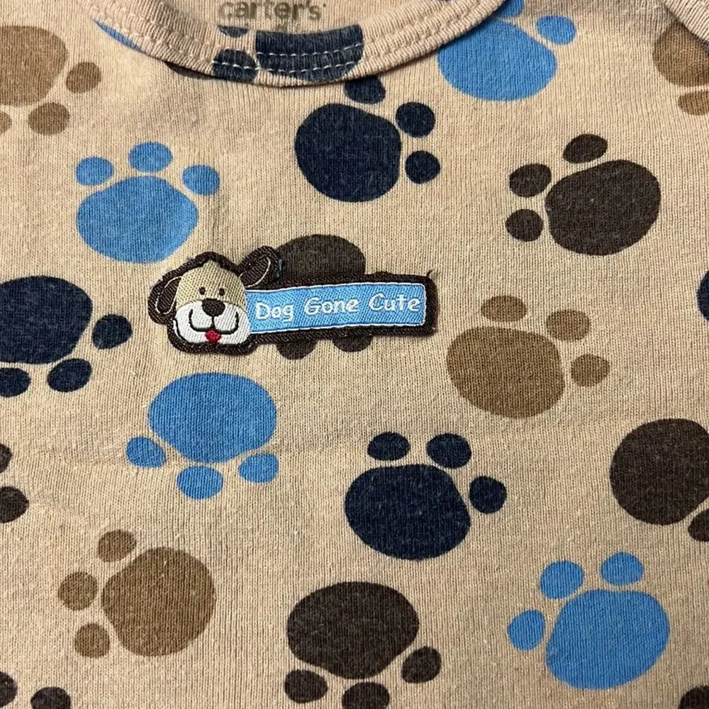 Carter's Baby Animal Paws Long Sleeve Crewneck One-piece Sz 0-3M